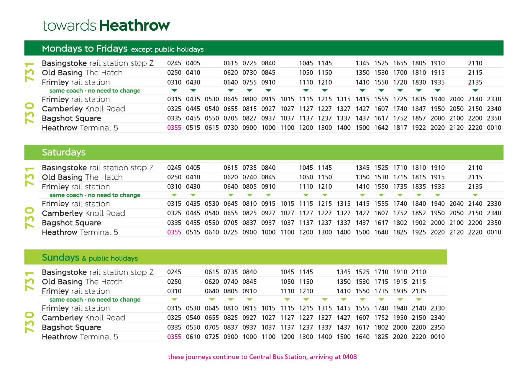 timetable towards Heathrow Airport